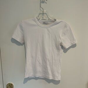 Zara white mid length tee ribbed